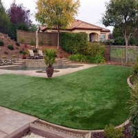 Synthetic Lawn Oasis, New Mexico Paver Patio, Backyard Designs